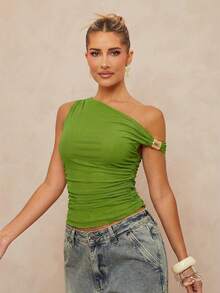 Lumalex 春夏不对称露肩软网褶皱波浪下摆上衣，饰有金属装饰，适合春假、夏季假期、情人节、嘉年华、海滩婚礼宾客、女士奢华晚宴、伴娘、婚礼及活动、外出、优雅度假、女士奢华晚宴、复古闪亮假日派对、锐舞节、郊游、度假、热门户外、层次丰富的婚礼季、宴会派对、生日派对等场合。 - 綠色 - 查看 6