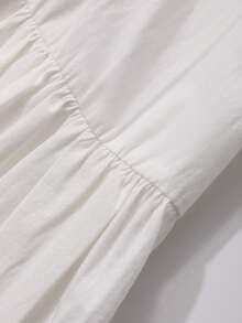 DAZY 女士休闲甜美纯色彼得潘领荷叶边下摆短款连衣裙夏季太阳裙