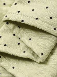 DAZY Green Cute Polka Dot All-Over Print Loose Fit Half-Zip Lantern Sleeve Women Nightgown - Green - View 7