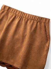 Nubod Damska spódnica mini w stylu retro w stylu włoskim, plisowana, z nadrukiem w melanż, w dużym rozmiarze, seksowny, w ciemnym kolorze, z marszczeniami u dołu, odpowiednia na wiosnę, lato, jesień i zimę - Brązowy - Zobacz 5