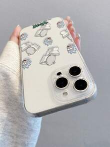Rick and Morty X SHEIN 瑞克和莫蒂透明极简软壳卡通系列手机壳，兼容iPhone 17/13/14/15/16 Pro，原创手绘软壳，防摔设计，节日送给女友的礼物 - 彩色 - 查看 3