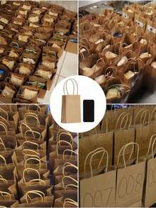 50 Kraft Paper Bags With Handles - Gift Bags - Kraft Drawstring Bags - 21 X 11 X 27 Cm - Perfect For Birthdays, Weddings, Christmas, And Party Celebrations - Multicolor - View 6