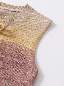 Franclia Women's Loose Knit Ombre Gradient Cardigan, Autumn/Winter - Camel - View 3