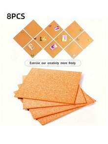 1pc 11.8-Inch Square Frameless Cork Board With Adhesive Backing, Decoration Board For Photo Wall Display And Announcement, Board, Cork Board, Room Decor, Bulletin Board, Classroom, Pin Board, Office Decor, Vision Board, Calendar Board, Bedroom Decor,Fall Decor - Brown - View 18