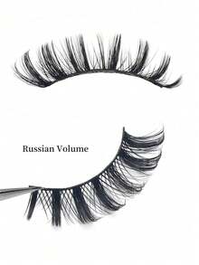 20 Pairs Russian Striped False Eyelashes D Curl Thick Fluffy Volume Lashes For Daily Party Eye Makeup Travel Essential Cosmetics Accessories - Fluffy Lashes - View 5