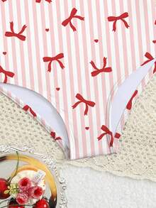 Young Girls Butterfly Print One-Piece Swimsuit - Multicolor - View 3