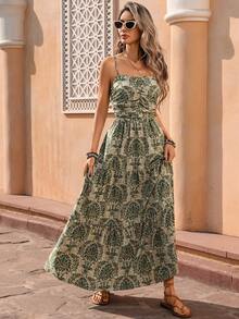 Flora Isola Flora Isola 休闲度假风印花女式连衣裙。轻盈时尚的印花面料，修身吊带设计，适合日常外出、通勤、约会、聚会以及夏季各种场合。 - 綠色 - 查看 6