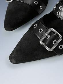 CUCCOO GRLICON Women's Fashion Commuter Buckle Pointed Toe High Heel Pumps - Black - View 5