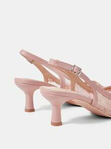 CUCCOO HITCHD 女士尖头搭扣设计日常百搭时尚高跟鞋 - 藕粉色 - 查看 12