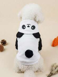 PETSIN 1pc Animal Cosplay Costume Hoodie, Suitable For Dogs And Cats To Wear Outdoors - Black and White - View 2