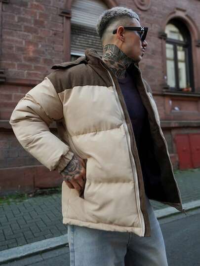 Artur Kramer 男士秋冬撞色加厚保暖连帽长袖羽绒服