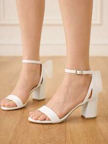 CUCCOO HITCHD 女士搭扣设计时尚日常穿搭高跟凉鞋 - 白色 - 查看 7