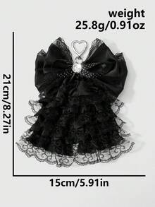 1 Y2k 法式芭蕾洛丽塔风复古甜美酷炫暗黑哥特风复杂手工创意黑色波点织带蕾丝褶皱多层蕾丝蝴蝶结亮钻装饰 DIY 钥匙扣配饰包包挂件，适合女孩和女士日常佩戴，节日礼物 - 黑色-1 - 查看 8