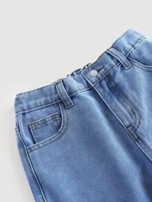 SHEIN Girlism 少女时尚休闲 Y2K 复古酷炫街头宽松舒适清爽可爱精致涂鸦花朵爱心图案蓝色牛仔裤日常穿搭春夏锐舞节和街头服饰 - 藍色 - 查看 4