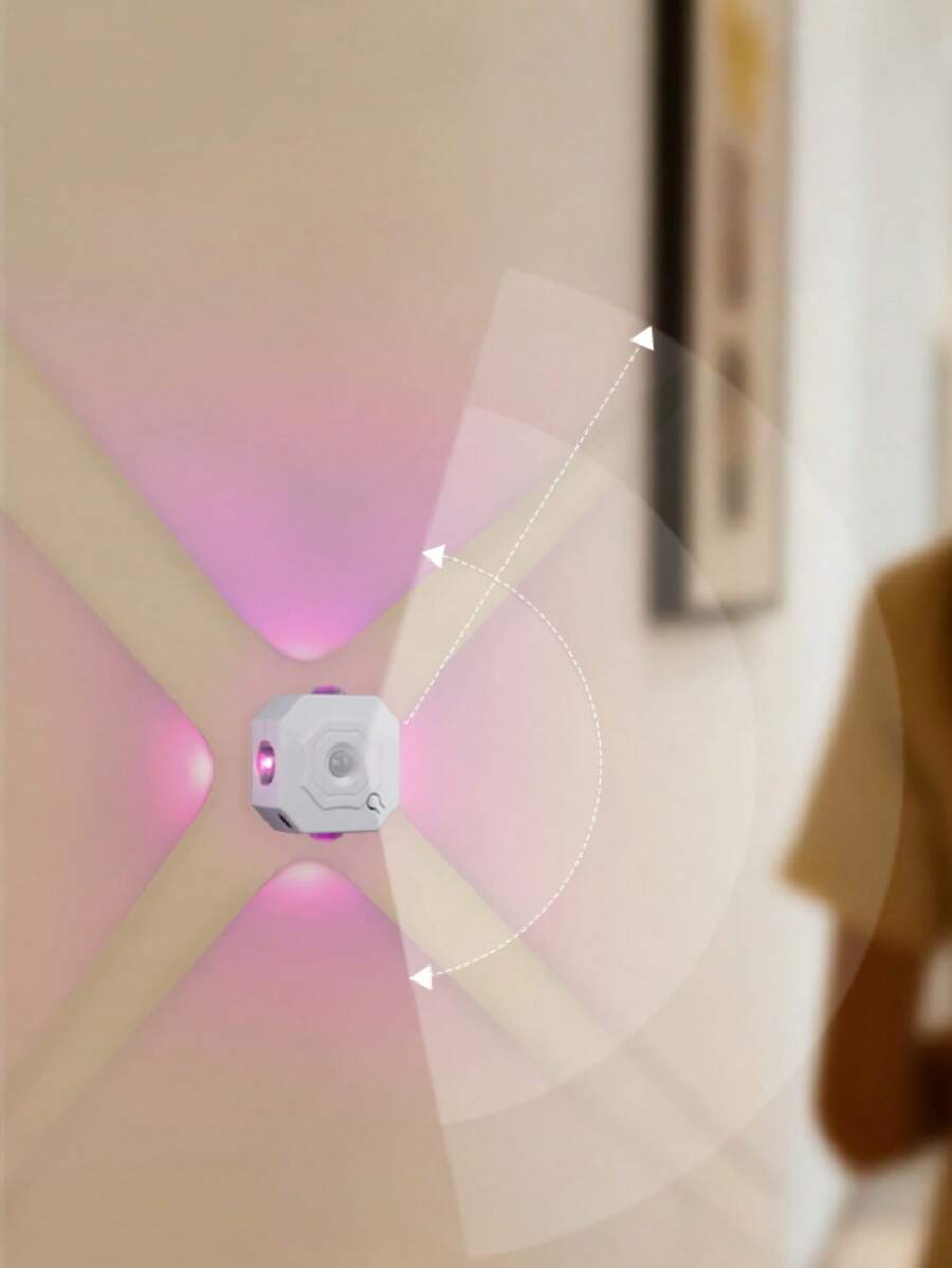 1PC New Square Smart RGB Light, A Human Body Induction Magnetic Night Light, And A Rechargeable Cat-Eye Ambient Light - متعدد الألوان - مشاهدة 1