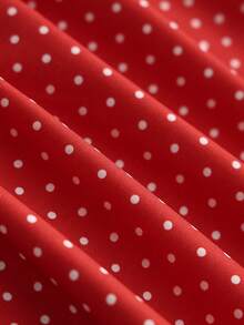 Franclia Women's Elegant Casual Daily Spaghetti Strap Off-Shoulder Ruffle Cap Sleeve Cinched Waist Fishtail Hem Dress, Red, Summer - Red - View 4