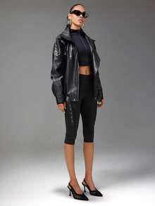 SHUZIA Giày cao gót mũi nhọn quai sau bằng lưới gợi cảm dành cho nữ. - màu đen - Xem 5