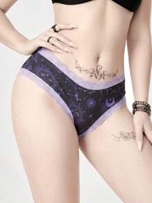 ROMWE Gothic Lace Cross Strap Women's Thong Panties - Multicolor - View 2