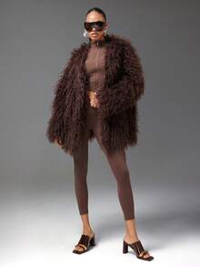 SHUZIA Women's Sexy Square Toe Block Heel Slip-On Sandals - Chocolate Brown - View 3