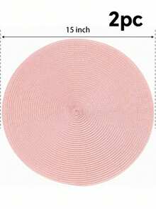 Woven Round Placemats, 4-Piece/6-Piece Set, Washable, Non-Slip Woven Placemats, 15 Inches, Suitable For Family Gatherings, Wedding Parties (Pink). - Pink - View 8