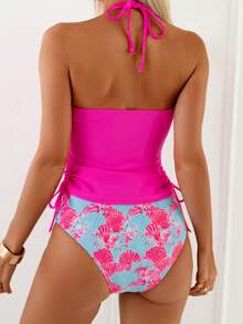 Swim Lushoire Women's Tropical Ocean Print Bikini Two Pieces Bikini Set Set, Casual Holiday - Multicolor - View 2