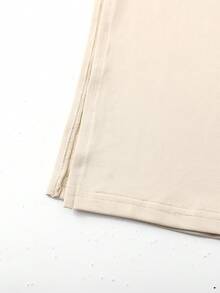 SHEIN 杏色单肩休闲修身褶皱腰身优雅针织连衣裙，适合青少年女孩 - 杏色 - 查看 4