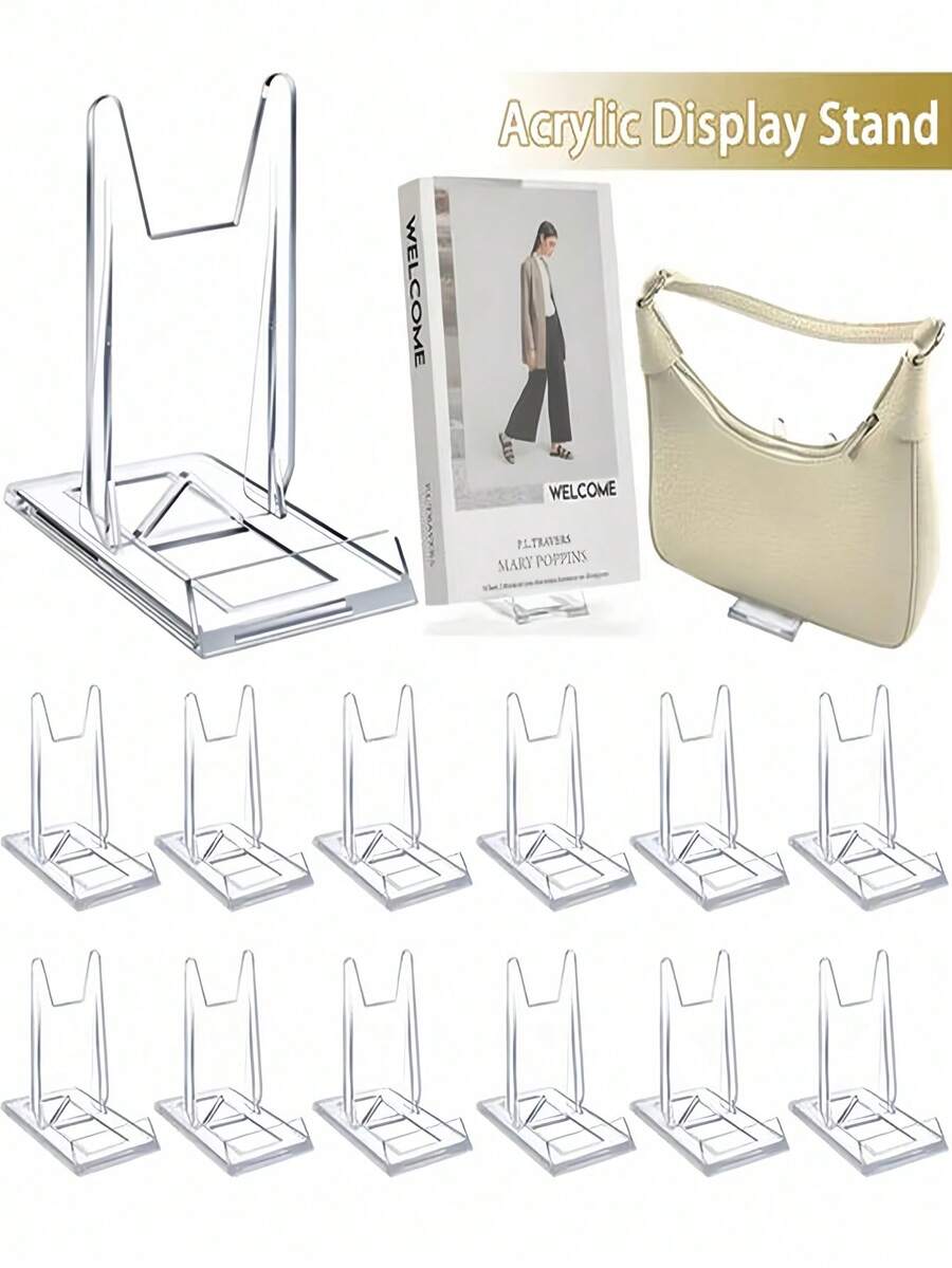 Transparenter Acryl Ausstellungsständer - Verstellbarer Mehrstufenhalter für Bücher, Geldbörsen, Kosmetik & Einzelhandelspräsentationen, stabiler PMMA moderner Bürodekoration, Party & Event Präsentation, langanhaltend elegantes Design - Transparent - Übersicht 1