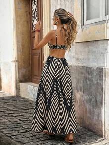 Brillora 女士休闲度假复古印花连衣裙 - 黑與白 - 查看 2