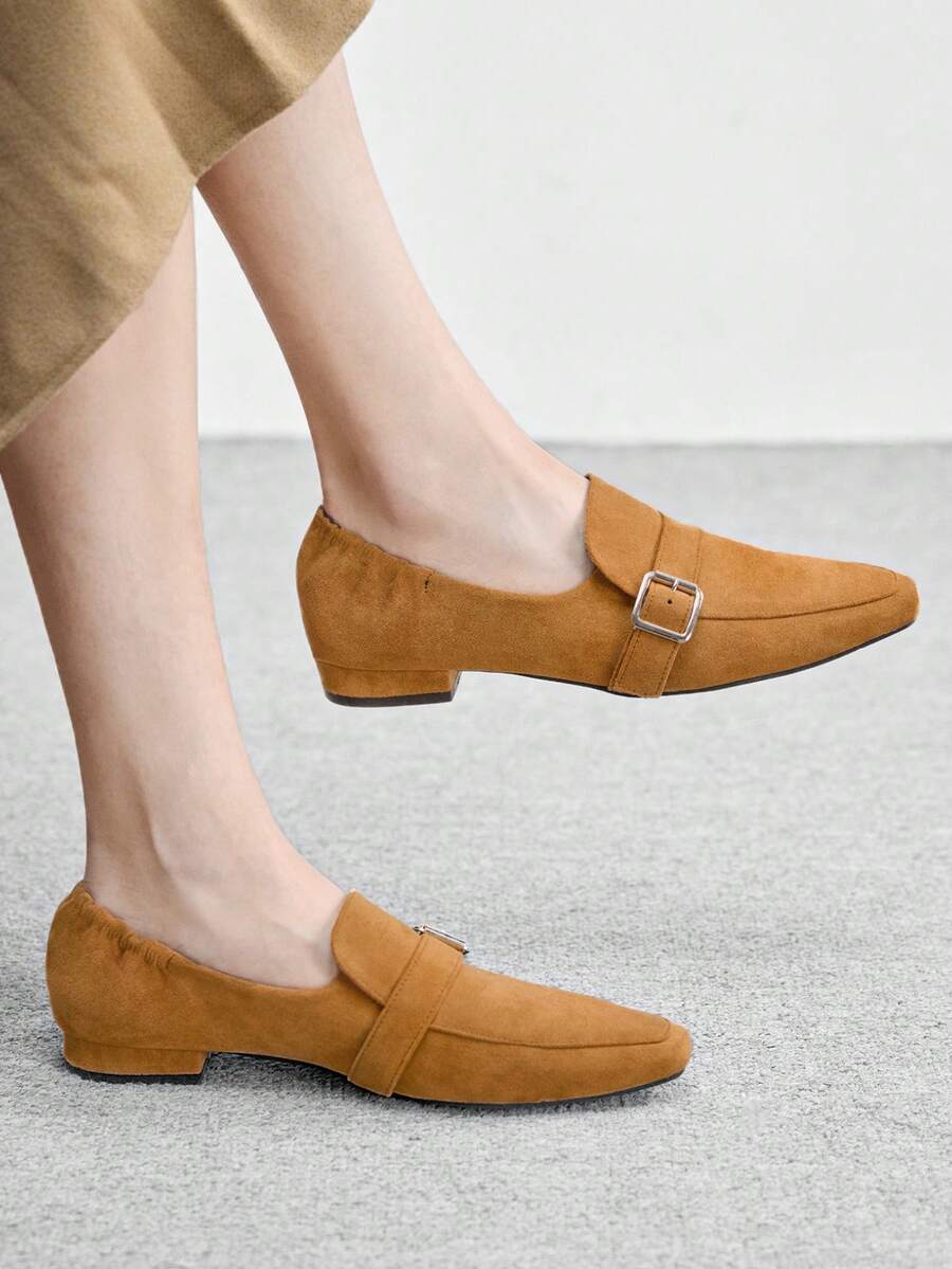 CUCCOO BIZCHIC Women's Buckle Design Casual Fashionable Flat Shoes Valentine's Day - Brown - View 1