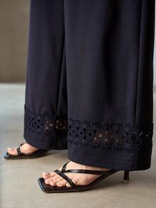 MOTF PREMIUM WOMEN'S ELEGANT V-NECK TWIST WAIST JUMPSUIT - Navy Blue - View 4