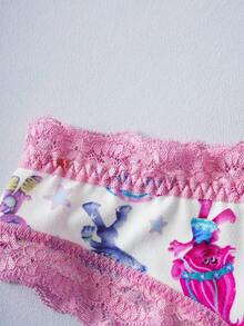 Trolls X SHEIN Quần lót ren họa tiết hoạt hình mềm mại thoải mái cho nữ - Nhiều màu - Xem 4