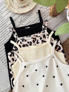 SHEIN Baby Girl Ribbed Casual Versatile Camisole - Multicolor - View 5