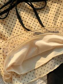 Comfortcana 女士撞色波点印花系带吊带背心，奶油黄 - 黃色 - 查看 7