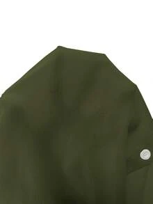 Franclia 法式优雅编织翻领长袖系带开衫，新款夏季白色女式衬衫 - 橄欖綠 - 查看 6