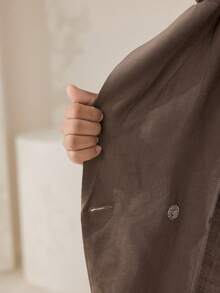 Veilorie Women's Fashion Asymmetrical Design Blazer & Skirt Set - Khaki - View 8