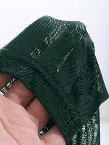 DAZY Áo thun nữ tay dài ôm sát, phối lưới, thời trang và gợi cảm - Màu xanh lá cây đậm - Xem 2