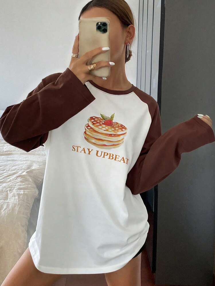 Women's Loose Fit Round Neck Graphic Print T-Shirt