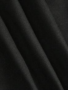 SHEIN Tall CURVE 大码女式纯色弹力腰休闲打底裤，黑色女式打底裤，打底裤套装，女士打底裤，春季女装，假日女装，休闲女装，女士运动服，黑色裤子，高腰黑色女式裤子两件套 - 黑色 - 查看 5