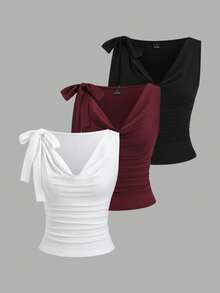 Sweetra Y2K Sexy Bowknot Ruffle Collar Casual/Work Camisole - Multicolor - View 1