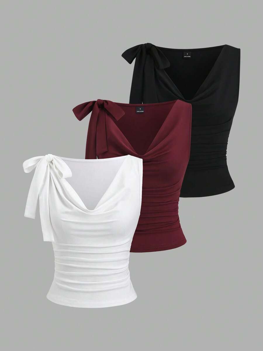 Sweetra Y2K Sexy Bowknot Ruffle Collar Casual/Work Camisole - Multicolor - View 1