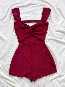 Soleia Bộ jumpsuit nữ WYWH dệt kim kẻ sọc, cổ chữ V khoét sâu, hở lưng, thích hợp cho tiệc tùng, hẹn hò, ngày Valentine, lễ Phục sinh, lễ hội hóa trang, tiệc trà chiều, đi biển, du thuyền, kỳ nghỉ thành phố, hoặc mặc nhiều lớp vào mùa thu/đông. - Màu Đỏ Sâu - Xem 5