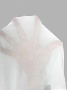SHEIN EZwear 白色雪纺镶钉薄纱罩衫 - 白色 - 查看 6