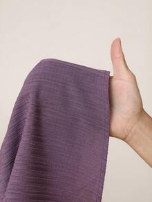 SHEIN 孕妇纯色V领纽扣优雅短袖连衣裙 - 紫色 - 查看 9