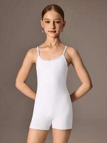 SHEIN Tween Girls Ballet 3 PiecesSet, White Leotard With Tulle Skirt And Sheer Jacket, Stretchy Fitted Fabric With Lightweight Mesh, Suitable For Ballet Training - Pink - View 3