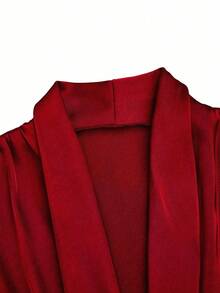 GlowEve CURVE 优雅奢华荷叶袖V领系带腰身A字喇叭裙摆派对情人节大码连衣裙 - 紅色 - 查看 5