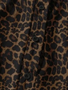 EMERY ROSE Áo sơ mi nữ cỡ lớn phong cách Y2K cổ điển, thường ngày, họa tiết da báo, tay phồng, dáng rộng. - Nhiều màu - Xem 5