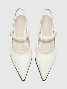 CUCCOO BIZCHIC Women's Comfortable Versatile Pointed Toe Backstrap Shoes, Elegant And Charming Loafers - Beige - View 2