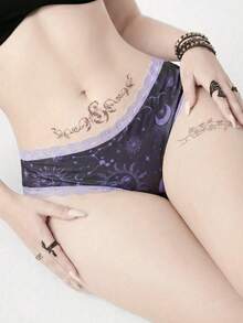 ROMWE Gothic Lace Cross Strap Women's Thong Panties - Multicolor - View 4