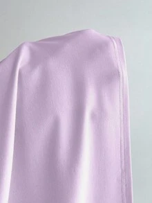 Elamini 女士休闲扭结V领长袖T恤，百搭新款式，春秋季 - 淡紫色 - 查看 6