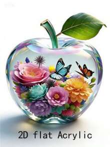 Acrylic 2D Apple Figurine - Valentine's Day, Mother's Day, Christmas, Easter Crafts - Gift For People - Flowers and Butterflies - View 4